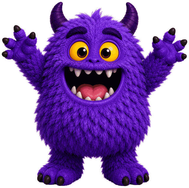 Muddle the Mess Monster, happy in a messy room